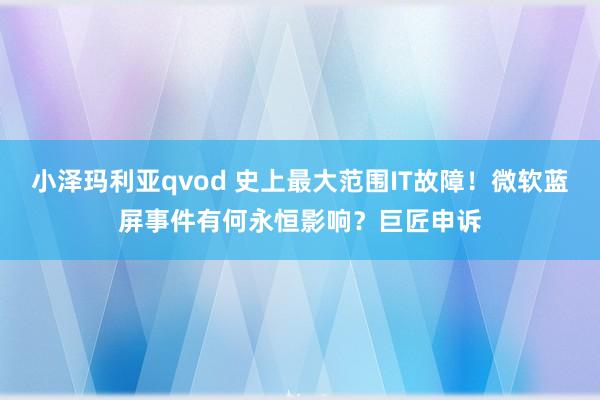 小泽玛利亚qvod 史上最大范围IT故障！微软蓝屏事件有何永恒影响？巨匠申诉