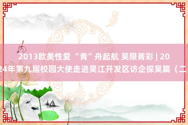 2013欧美性爱 “青”舟起航 吴限菁彩 | 2024年第九届校园大使走进吴江开发区访企探吴篇（二）