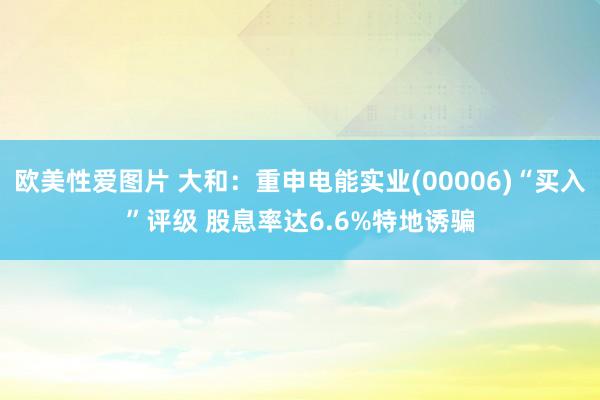 欧美性爱图片 大和：重申电能实业(00006)“买入”评级 股息率达6.6%特地诱骗