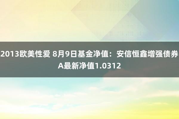 2013欧美性爱 8月9日基金净值：安信恒鑫增强债券A最新净值1.0312