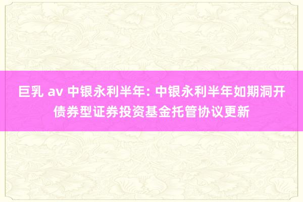 巨乳 av 中银永利半年: 中银永利半年如期洞开债券型证券投资基金托管协议更新