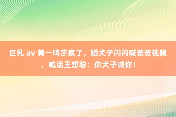 巨乳 av 黄一鸣莎疯了，晒犬子闪闪喊爸爸视频，喊话王想聪：你犬子喊你！