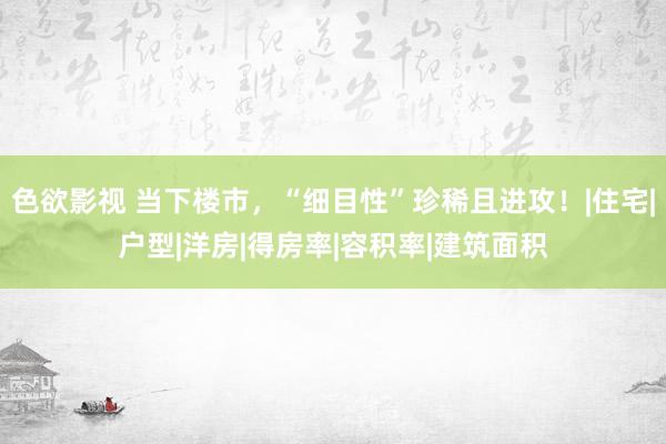 色欲影视 当下楼市，“细目性”珍稀且进攻！|住宅|户型|洋房|得房率|容积率|建筑面积