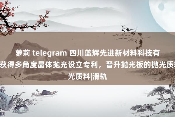 萝莉 telegram 四川蓝辉先进新材料科技有限公司获得多角度晶体抛光设立专利，晋升抛光板的抛光质料|滑轨